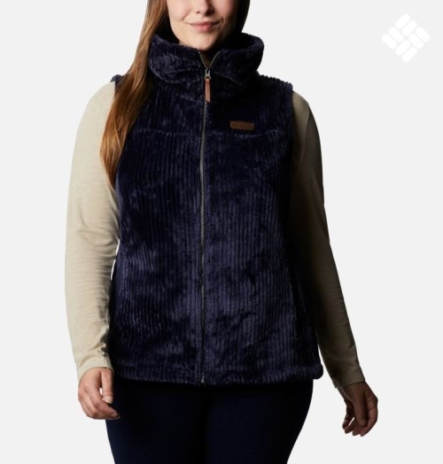 Women's Columbia Fireside Sherpa Vest Navy | Plus Size CA-R35LA